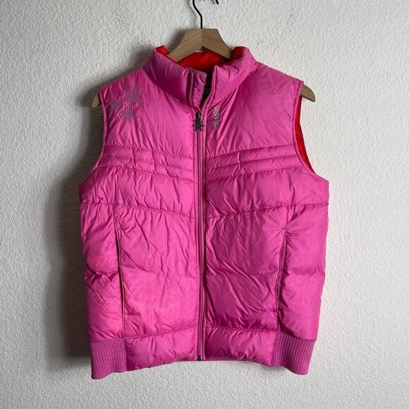 Vintage JanSport Girls XL Pink Puffer Vest – Full Zip, Nylon, Inner Pockets - Picture 3 of 9